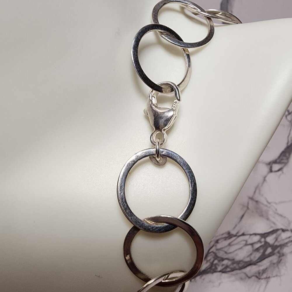 925 Silver Long Geometric Statement Necklace - Picture 3 of 7